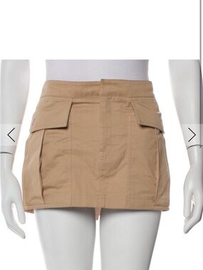 Beige Cargo Mini Skirt with Flap Pockets